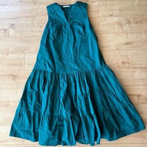 Wayward Fancies Teal Tiered Maxi Dress 100% Cotton Sleeveless Boho Flowing